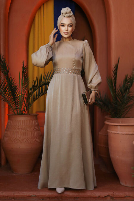 Modest Biscuit Evening Long Dress 23302BS - NEVA STYLE