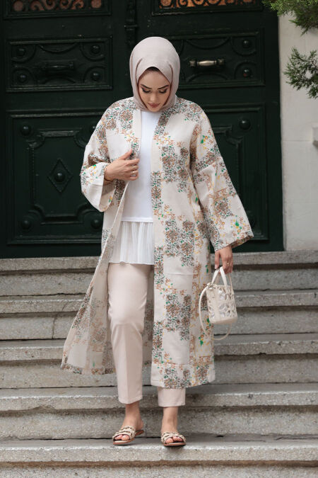 Modest Biscuit Kimono 32121BS - NEVA STYLE