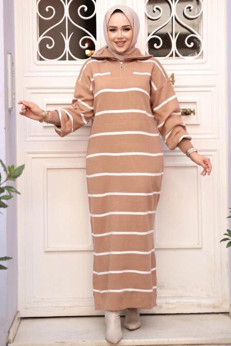  Modest Biscuit Knitwear Dress 17206BS - NEVA STYLE