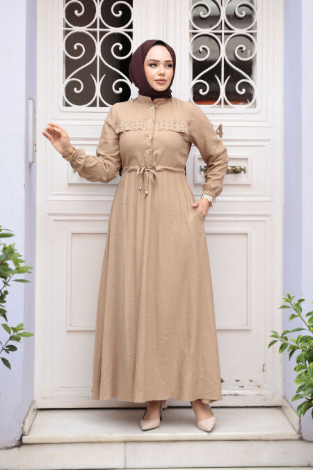 Modest Biscuit Long Dress 17131BS - NEVA STYLE