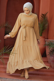 Modest Biscuit Long Dress 57351BS - 3