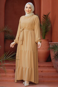 Modest Biscuit Long Dress 57351BS - 1