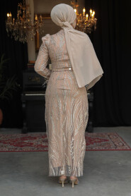 Modest Biscuit Long Sleeve Evening Dress 52053BS - 3
