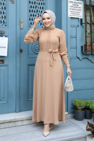 Modest Biscuit Maxi Dress 6621BS - 1