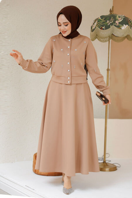 Modest Biscuit Skirted Dual Suit 1277BS - NEVA STYLE