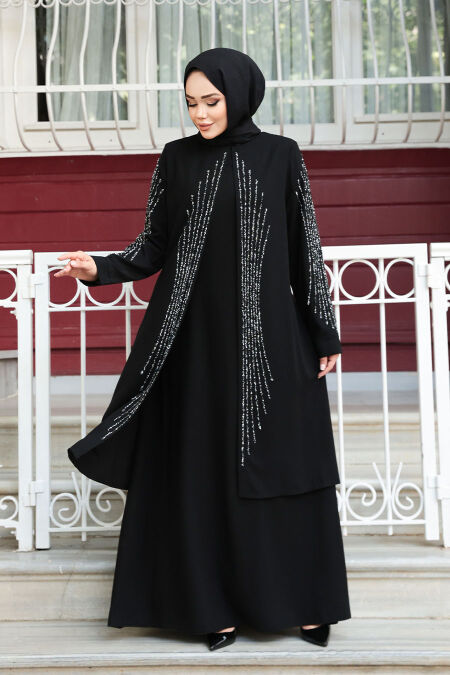 Modest Black Abaya Dress 29132S - NEVA STYLE