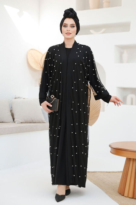 Modest Black Abaya Dual Suit 42781S - NEVA STYLE
