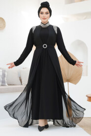 Modest Black Abaya Dual Suit 43201S - 2