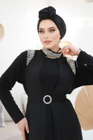 Modest Black Abaya Dual Suit 43201S - 5