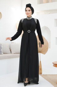 Modest Black Abaya Dual Suit 43201S - 4