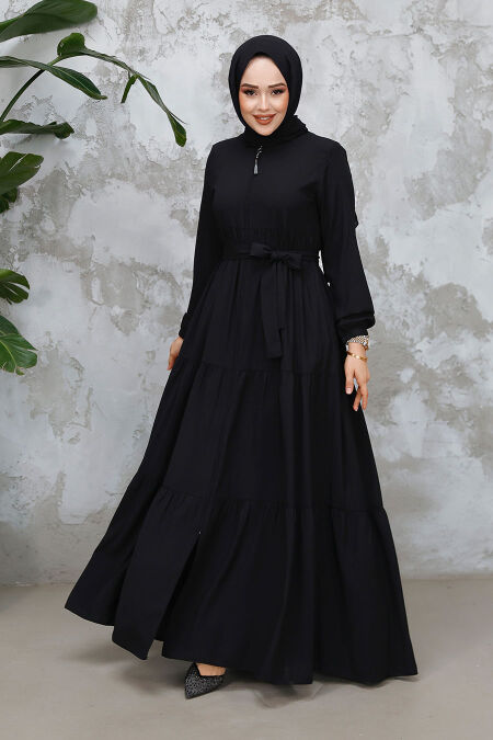 Modest Black Abaya Dubai 80781S - NEVA STYLE