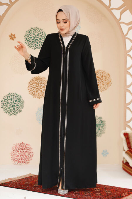 Modest Black Abaya For Women 35167S - NEVA STYLE