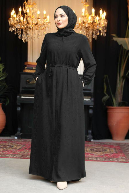 Modest Black Abaya For Women 62601S - NEVA STYLE