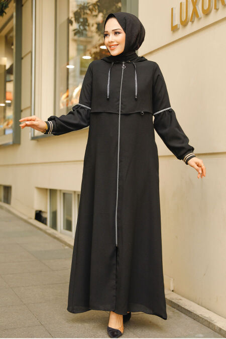 Modest Black Abaya For Women 62602S - NEVA STYLE