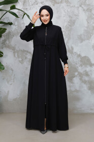 Modest Black Abaya For Women 81291S - 2