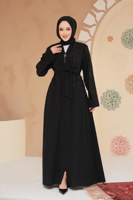 Modest Black Black Abaya For Women 29111SS - NEVA STYLE