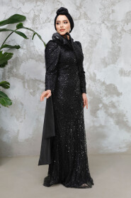 Modest Black Bridal Dress 50541S - 1