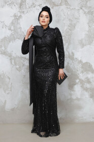 Modest Black Bridal Dress 50541S - 2