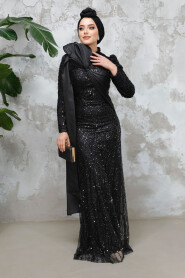 Modest Black Bridal Dress 50541S - 3