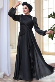 Modest Black Bridal Dress 51641S - 3