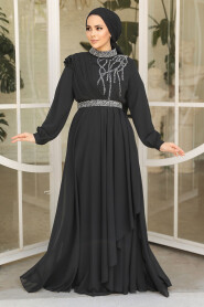 Modest Black Bridesmaid Dress 25885S - 2