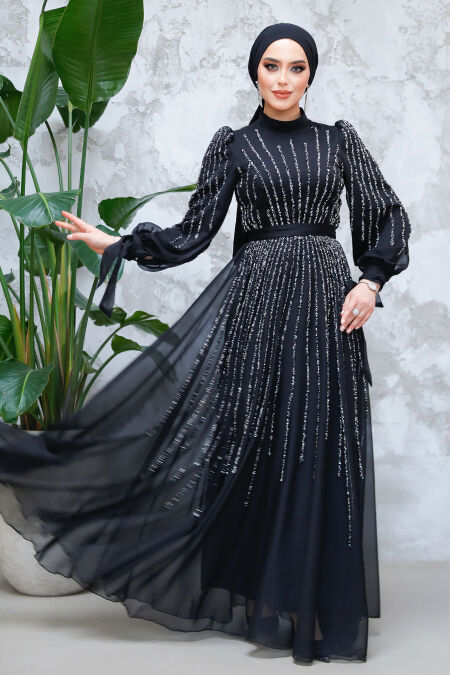 Modest Black Bridesmaid Dress 47961S - NEVA STYLE