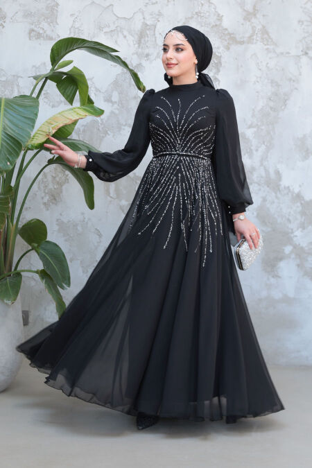 Modest Black Bridesmaid Dress 4953S - NEVA STYLE