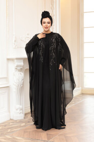 Modest Black Cape Evening Gown 25909S - 3