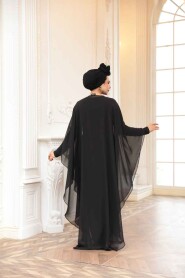 Modest Black Cape Evening Gown 25909S - 4