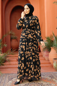 Modest Black Chiffon Long Dresses 50354S - 2