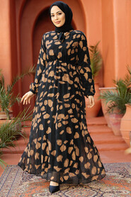 Modest Black Chiffon Long Dresses 50354S - 1