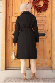 Modest Black Trench Coat 61221S - 4