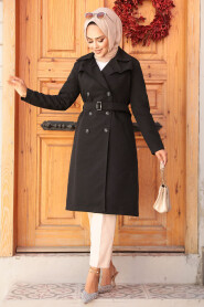 Modest Black Trench Coat 61221S - 1