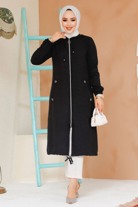 Modest Black Coat 70792S - NEVA STYLE