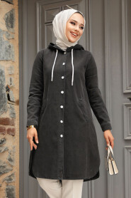 Modest Black Denim Coat 19117S - 1