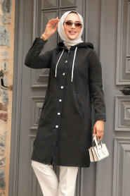 Modest Black Denim Coat 19117S - 2