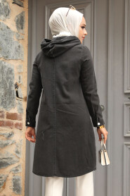 Modest Black Denim Coat 19117S - 3