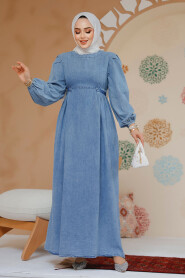 Modest Blue Denim Dress 19126M - 3