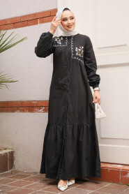 Modest Black Denim Dress 19147S - 2