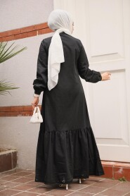 Modest Black Denim Dress 19147S - 4