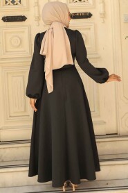 Modest Black Dress 23102S - 4