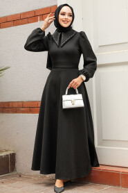 Modest Black Dress 23123S - 2