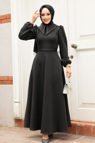 Modest Black Dress 23123S - 3