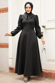 Modest Black Dress 23123S - 1