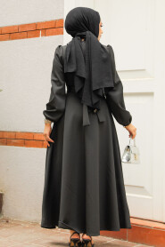 Modest Black Dress 23123S - 4