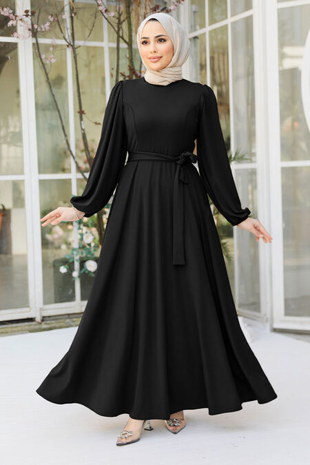 Modest Black Dress For Plus Size 23101S - NEVA STYLE
