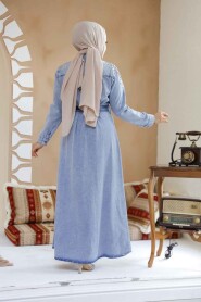 Modest Blue Denim Dress 23731M - 3