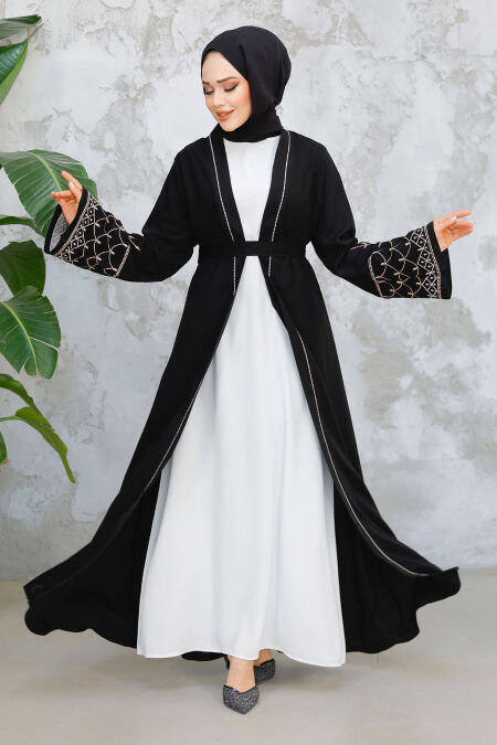 Modest Black Dual Abaya Suit 29126S - NEVA STYLE