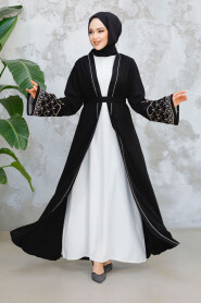 Modest Black Dual Abaya Suit 29126S - 1