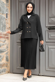 Modest Black Dual Skirt Suit 12601S - 2